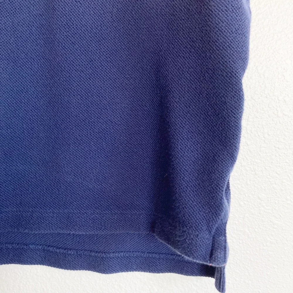Vintage Polo Ralph Lauren Rugby Polo Shirt Mens L Blue Stripe Cotton Pique